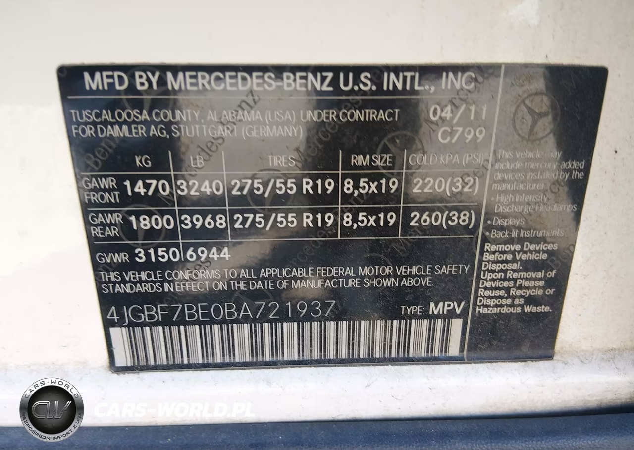 2011 Mercedes-Benz Gl 450 4Matic VIN:4JGBF7BE0BA721937 - 9