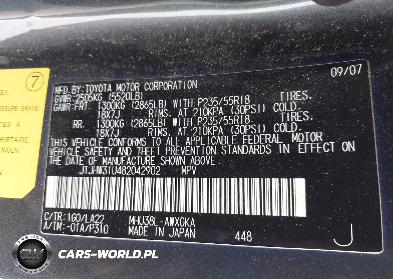 2008 Lexus Rx 400H VIN:JTJHW31U482042902 - 9