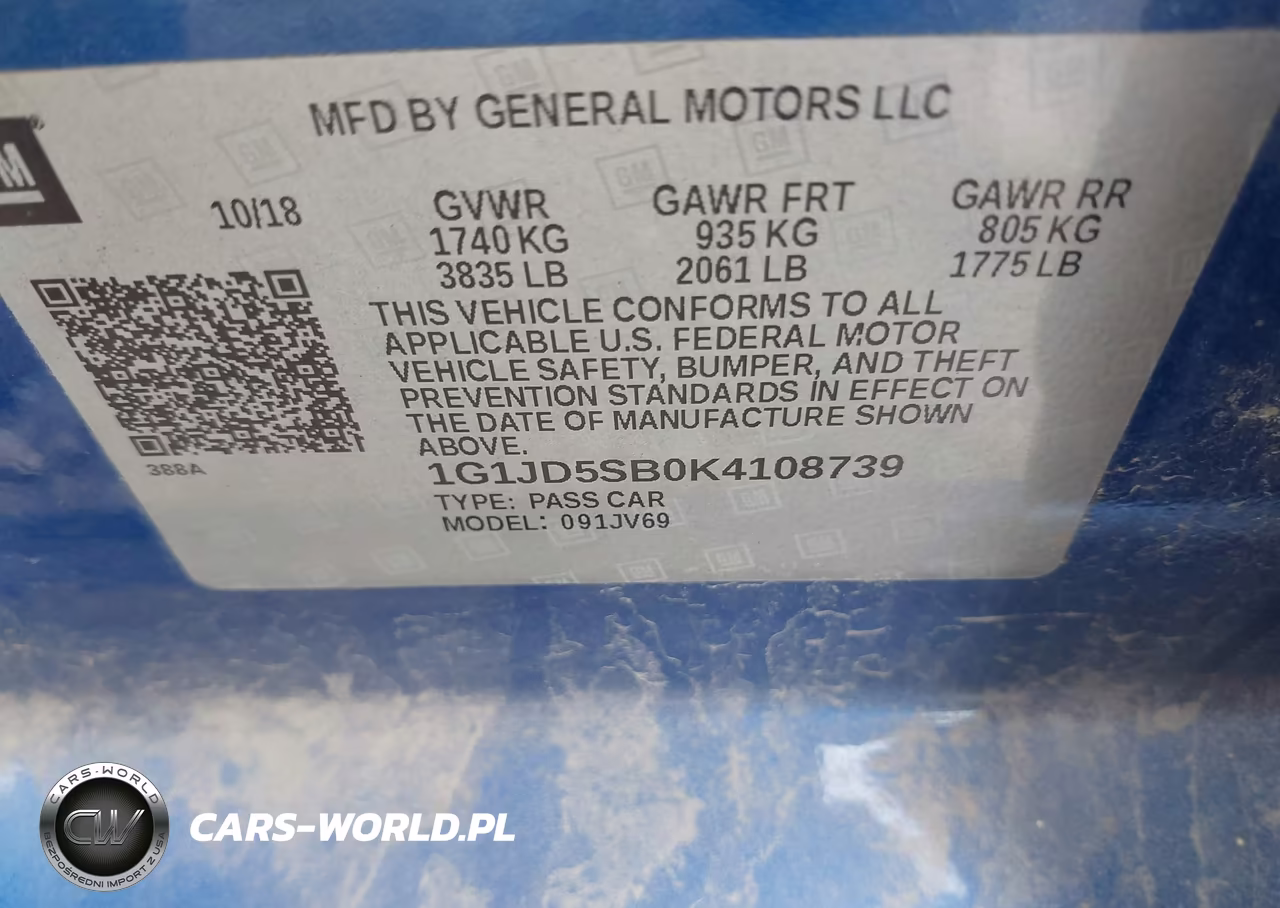 2019 Chevrolet Sonic Lt Auto VIN:1G1JD5SB0K4108739 - 9