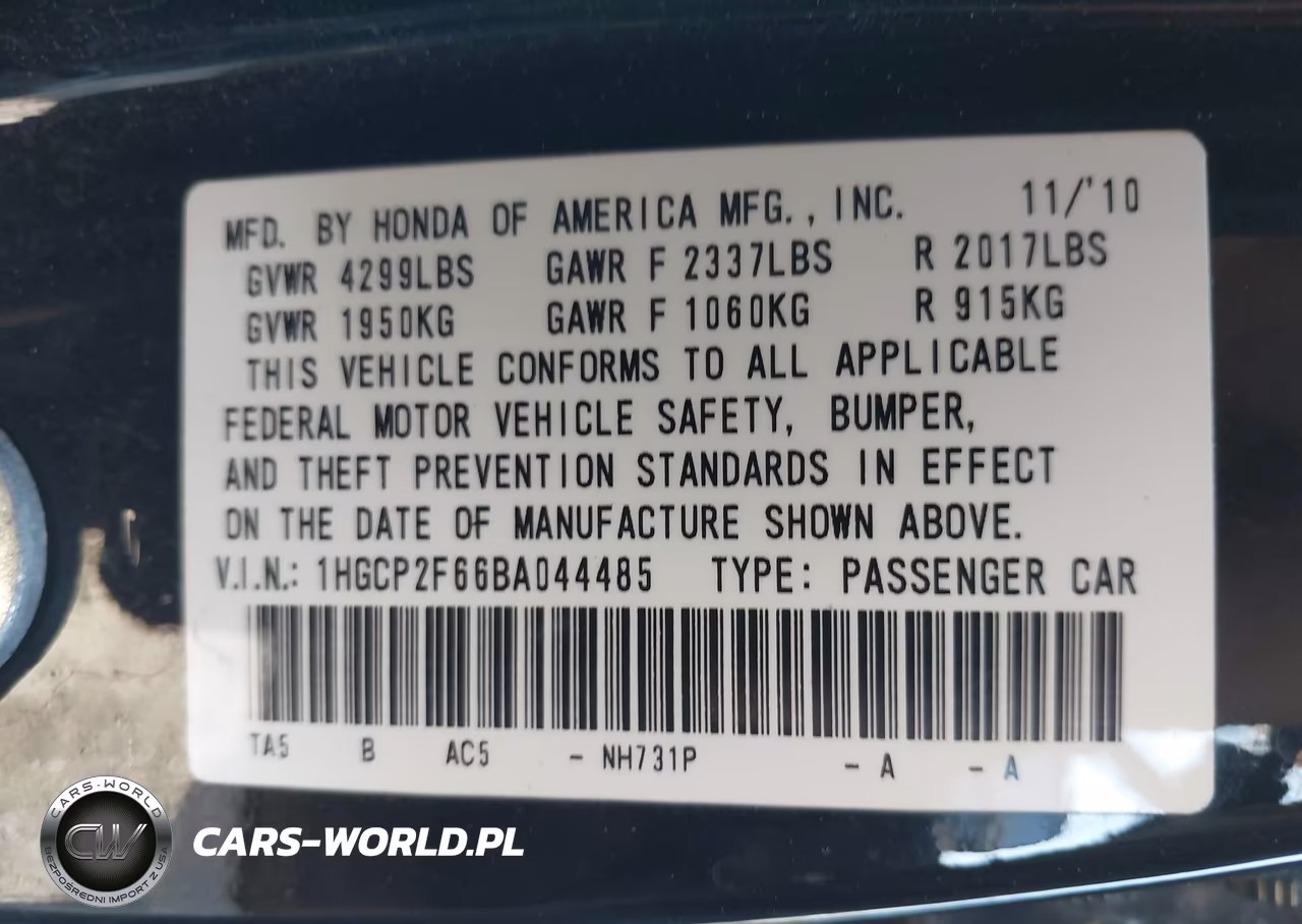 2011 Honda Accord 2.4 Se VIN:1HGCP2F66BA044485 - 9