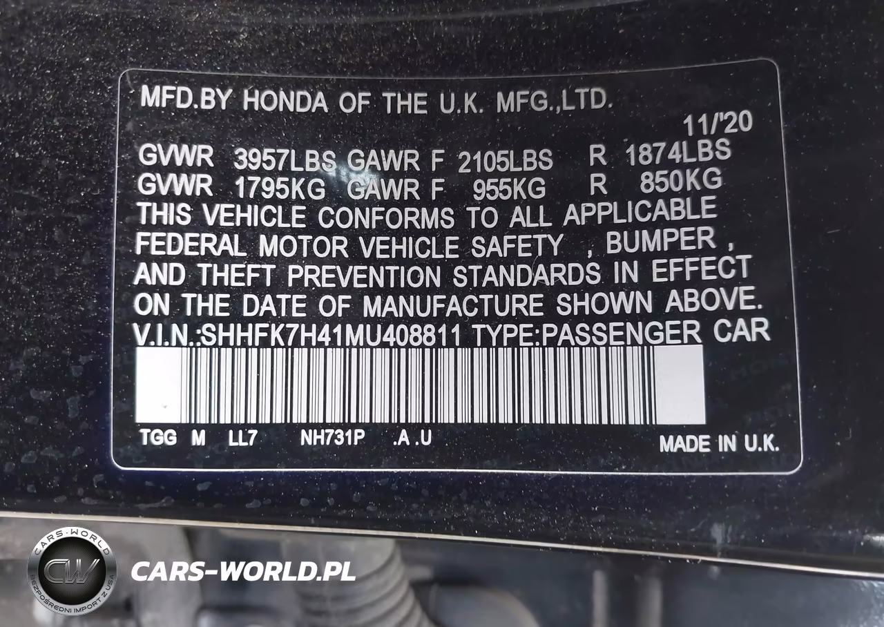 2021 Honda Civic Sport VIN:SHHFK7H41MU408811 - 9