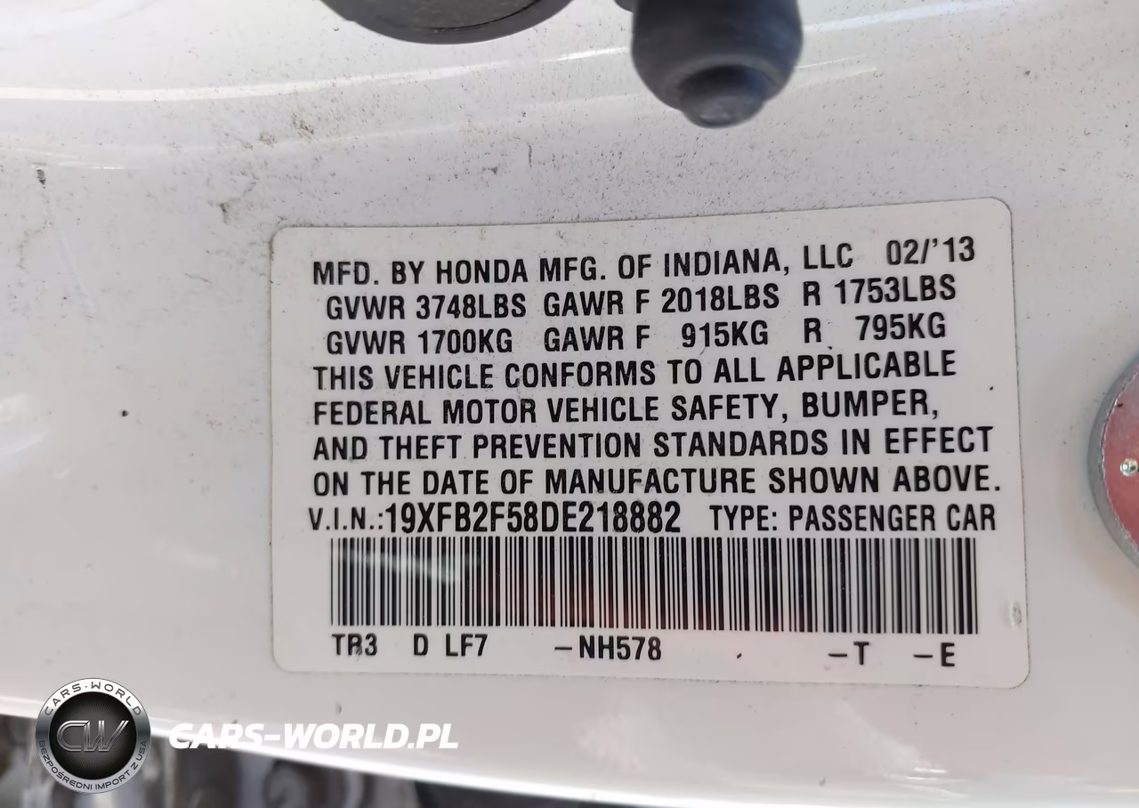 2013 Honda Civic Lx VIN:19XFB2F58DE218882 - 9