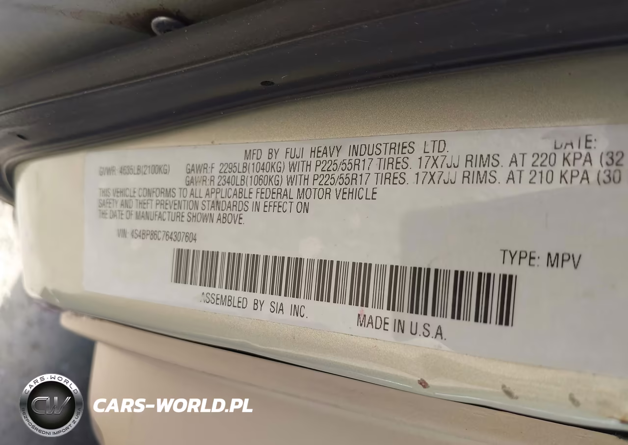 2006 Subaru Outback 3.0R L.l. Bean Edition VIN:4S4BP86C764307604 - 9