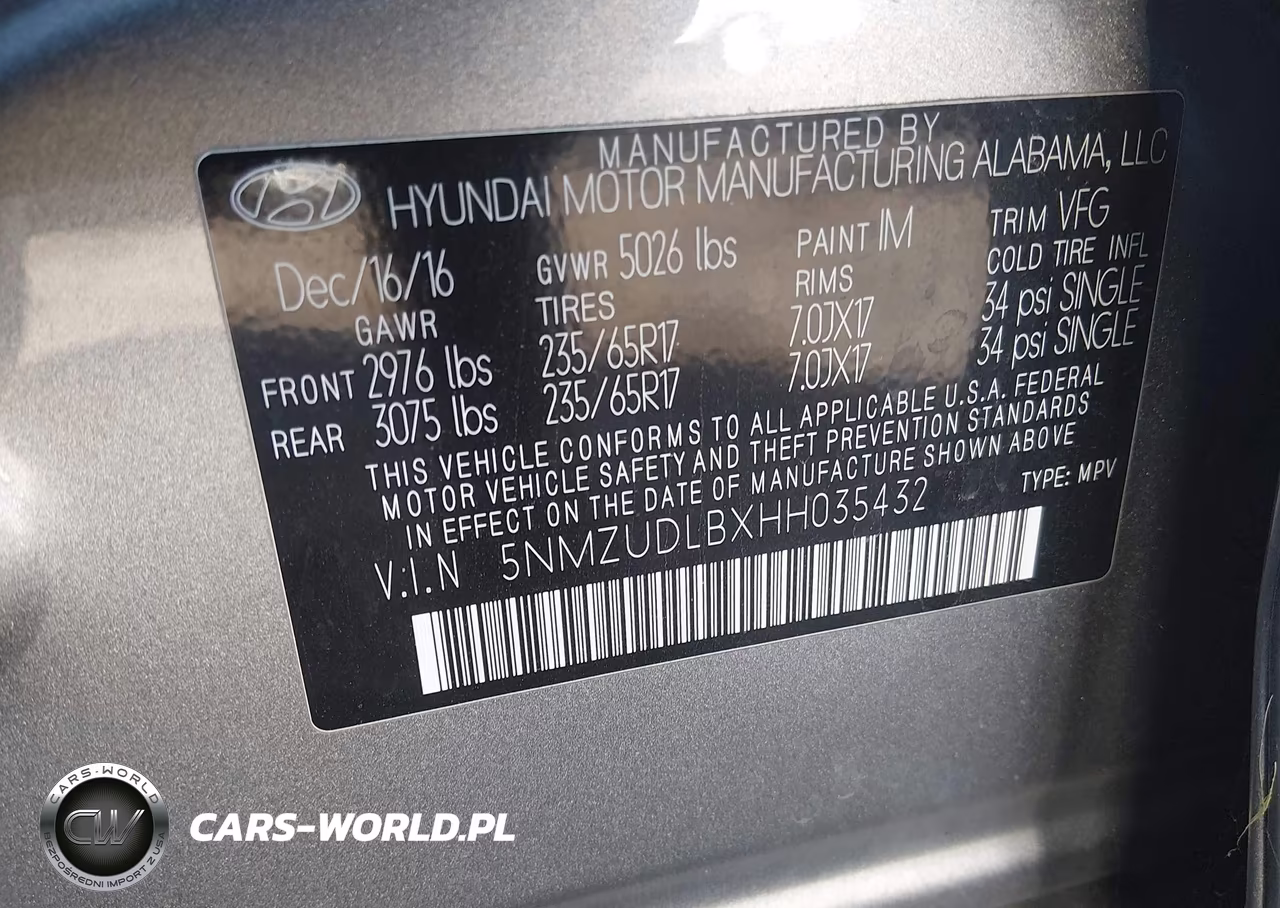 2017 Hyundai Santa Fe Sport 2.4L VIN:5NMZUDLBXHH035432 - 9