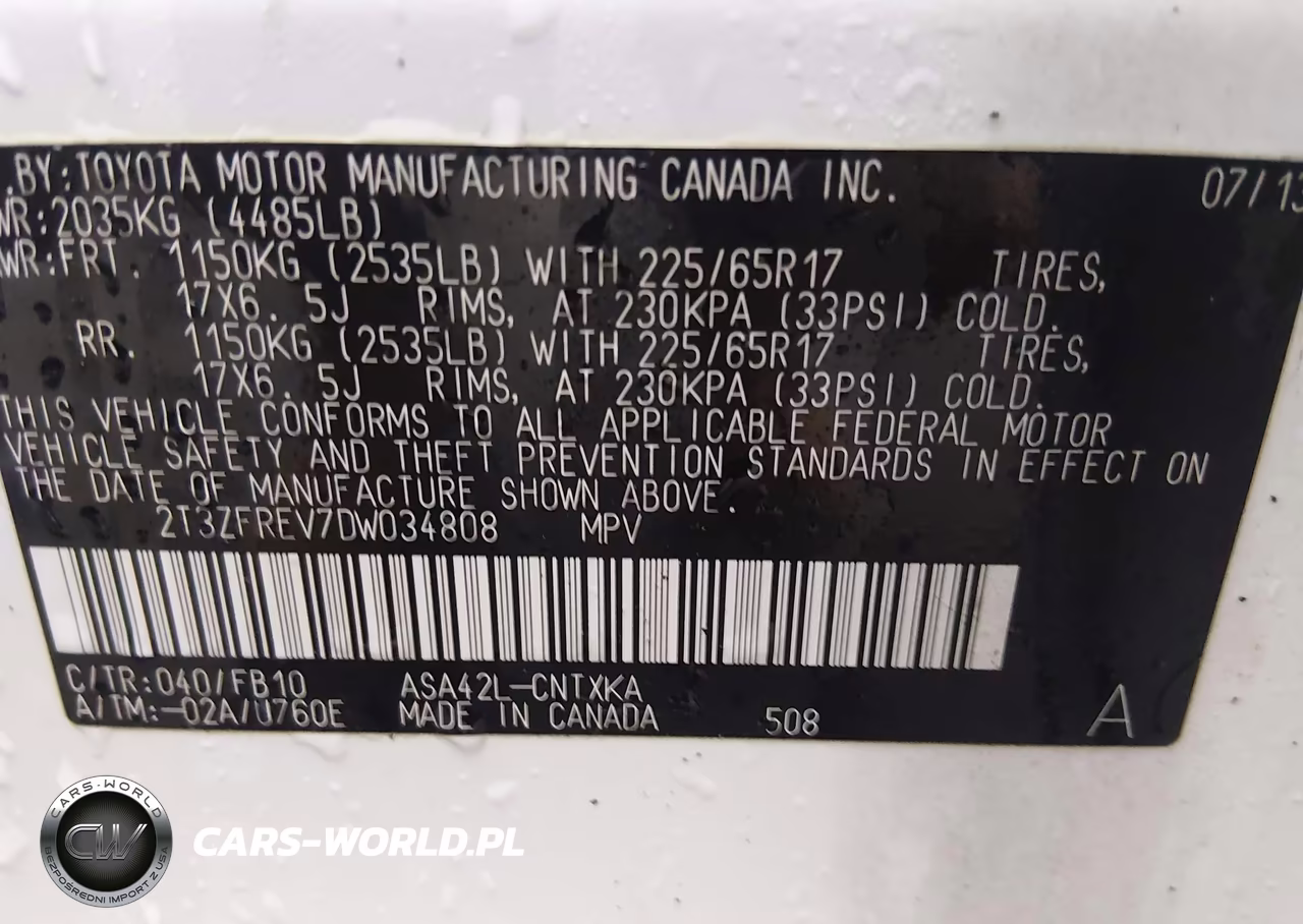 2013 Toyota Rav4 Le VIN:2T3ZFREV7DW034808 - 9