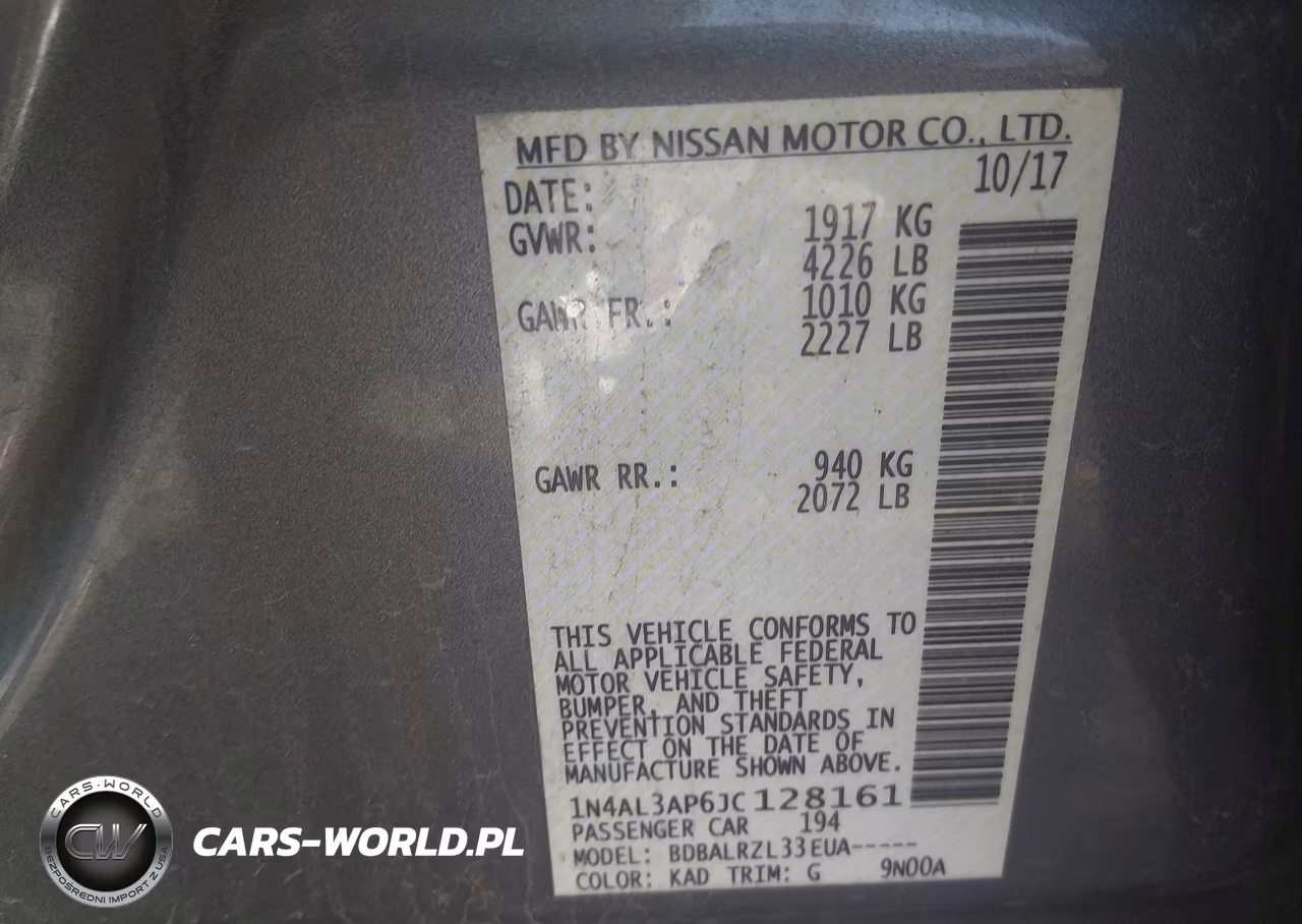 2018 Nissan Altima 2.5 Sl VIN:1N4AL3AP6JC128161 - 9