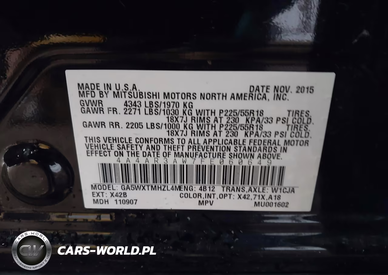2015 Mitsubishi Outlander Sport 2.4 Es VIN:4A4AR3AW7FE060649 - 9