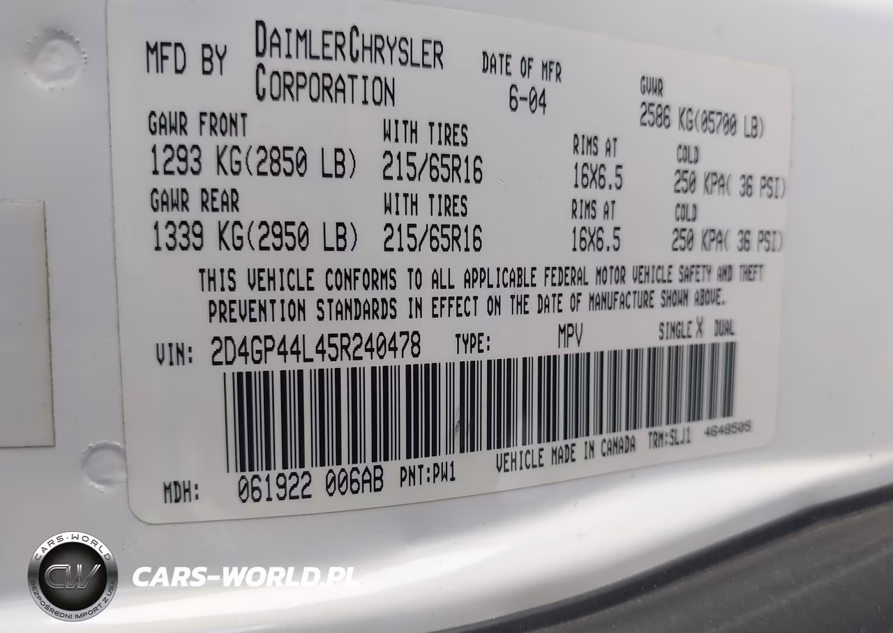 2005 Dodge Grand Caravan Sxt VIN:2D4GP44L45R240478 - 9