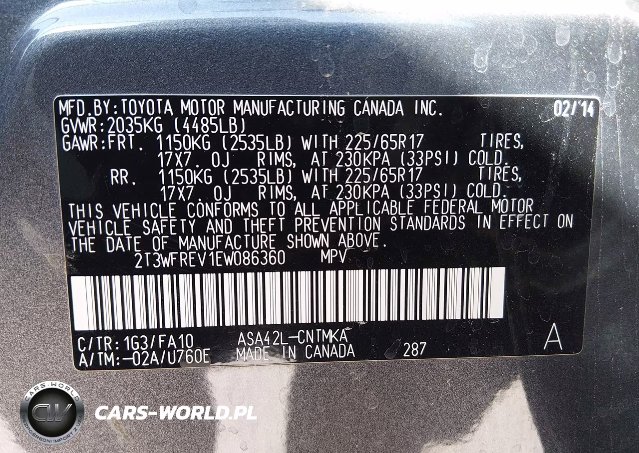2014 Toyota Rav4 Xle VIN:2T3WFREV1EW086360 - 9