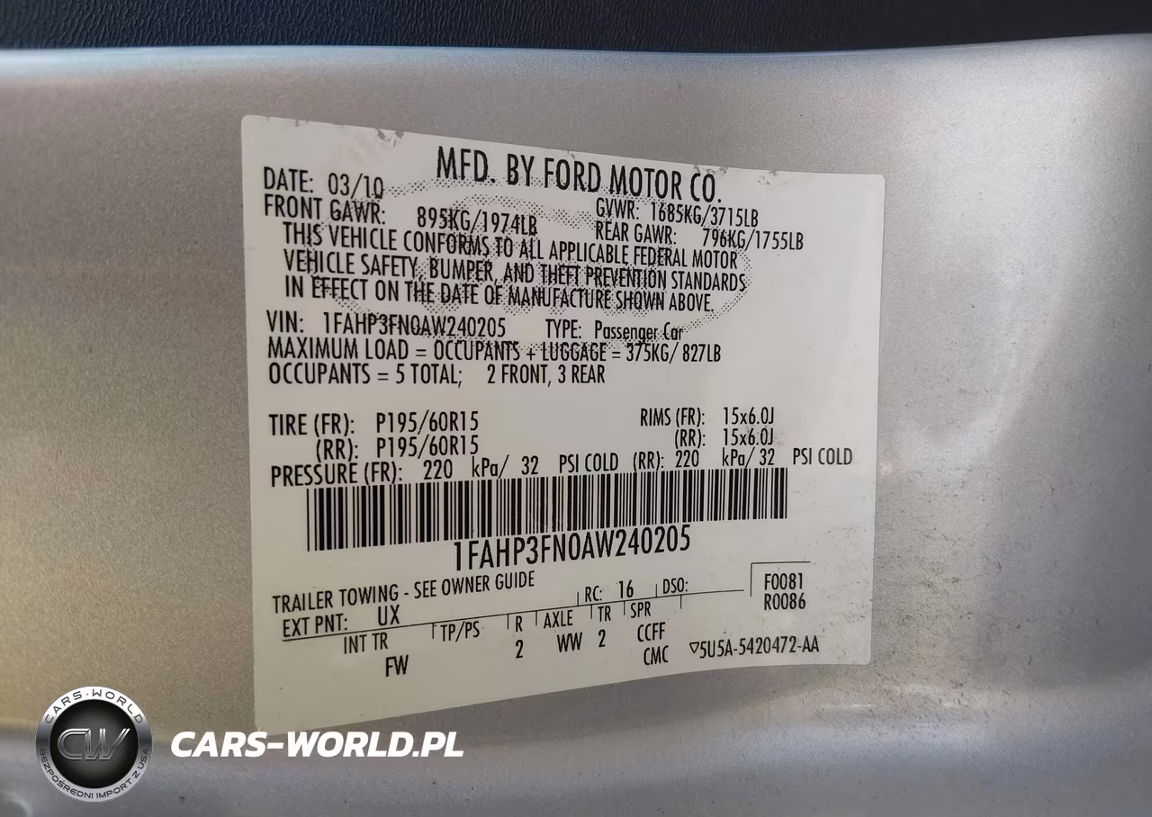 2010 Ford Focus Se VIN:1FAHP3FN0AW240205 - 9