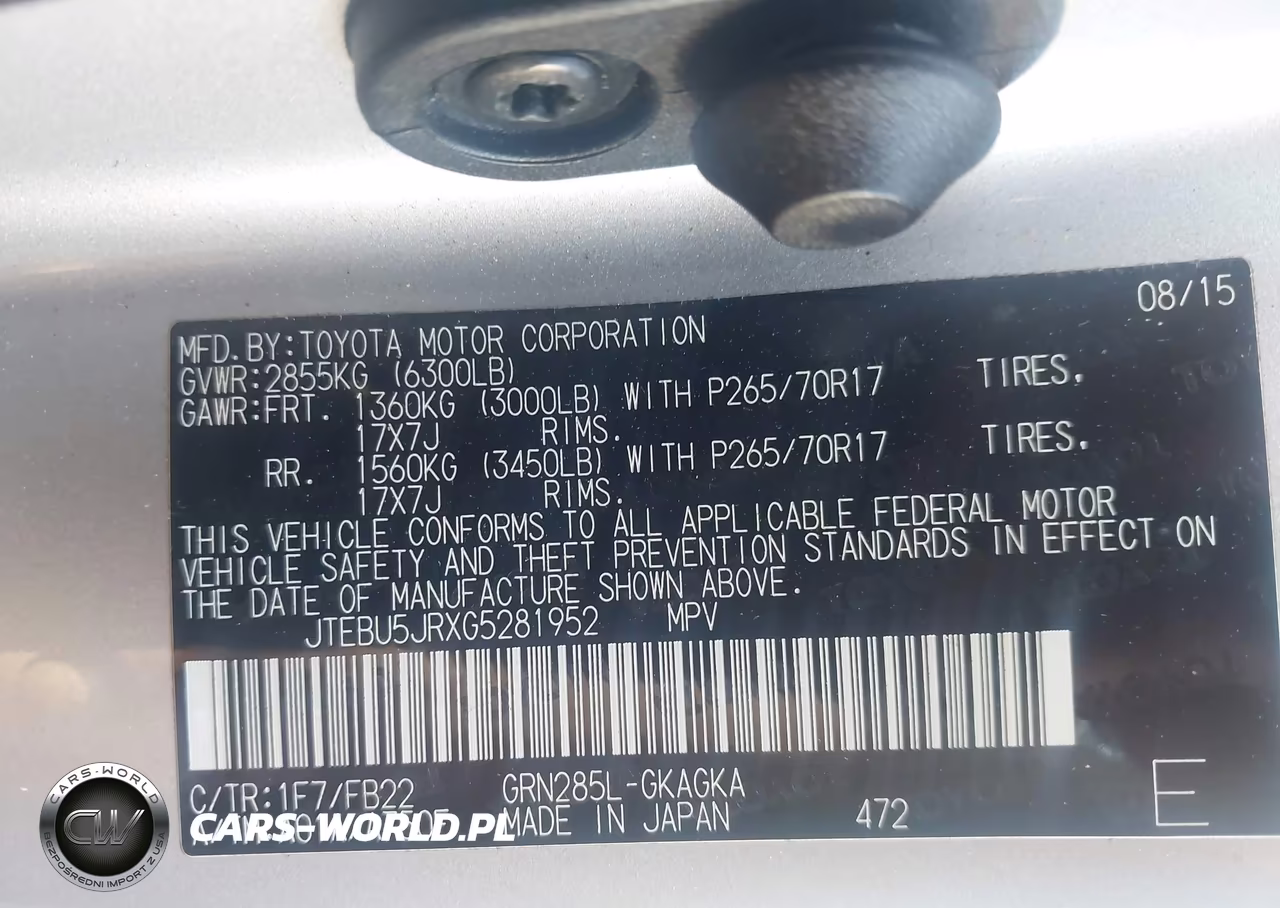 2016 Toyota 4Runner Sr5 VIN:JTEBU5JRXG5281952 - 9