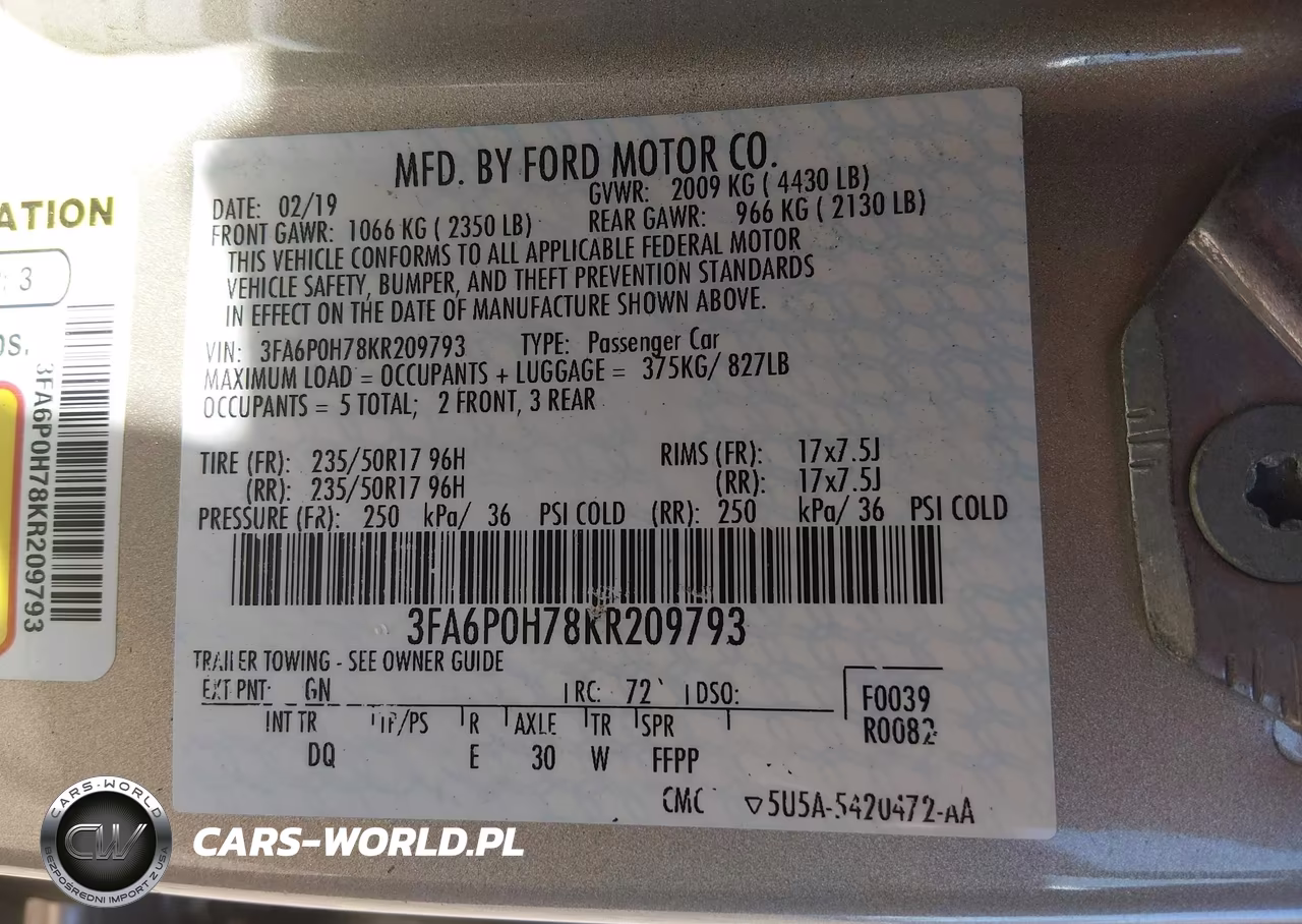 2019 Ford Fusion Se VIN:3FA6P0H78KR209793 - 9
