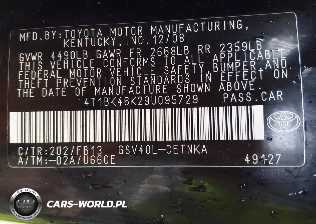 2009 Toyota Camry Le V6 VIN:4T1BK46K29U095729 - 9
