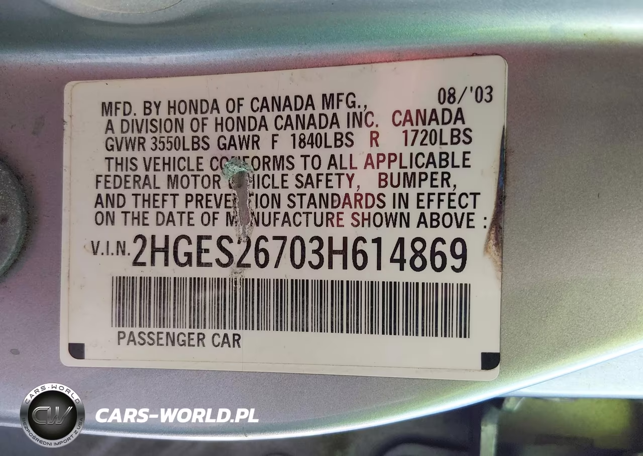 2003 Honda Civic VIN:2HGES26703H614869 - 9