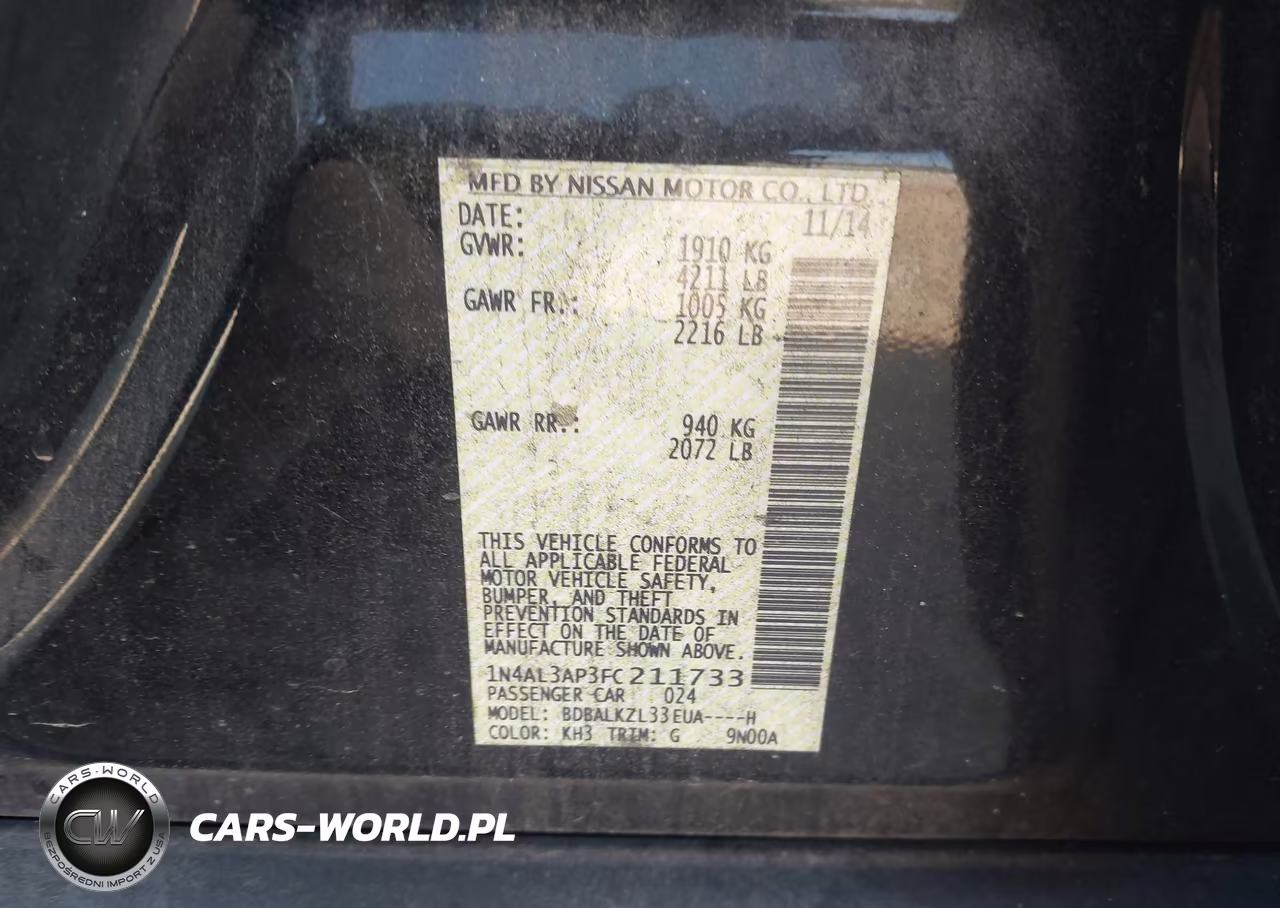 2015 Nissan Altima 2.5 Sv VIN:1N4AL3AP3FC211733 - 9