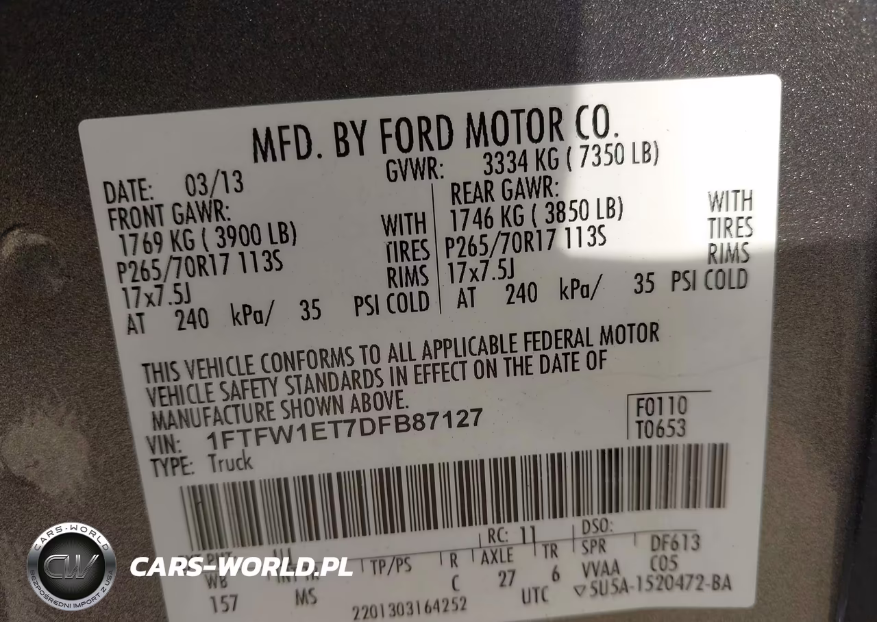 2013 Ford F-150 Xlt VIN:1FTFW1ET7DFB87127 - 9