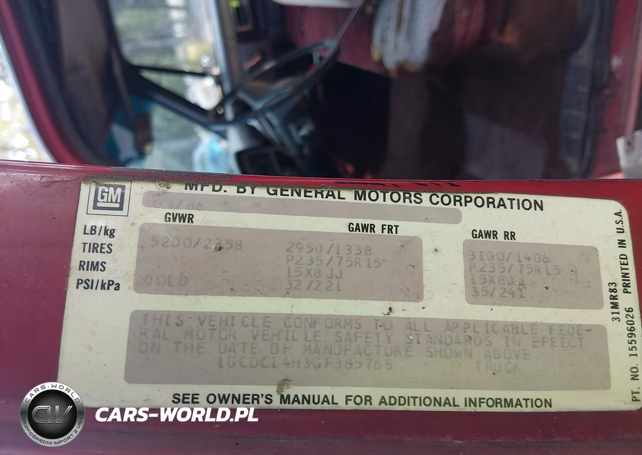 1986 Chevrolet C10 VIN:1GCDC14H3GF385768 - 9