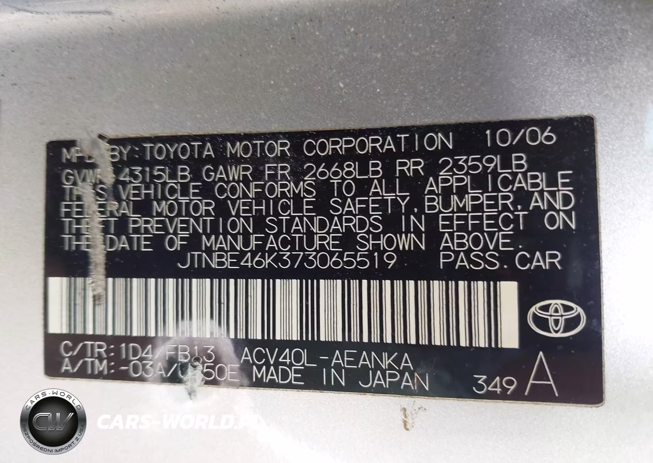 2007 Toyota Camry Le VIN:JTNBE46K373065519 - 9