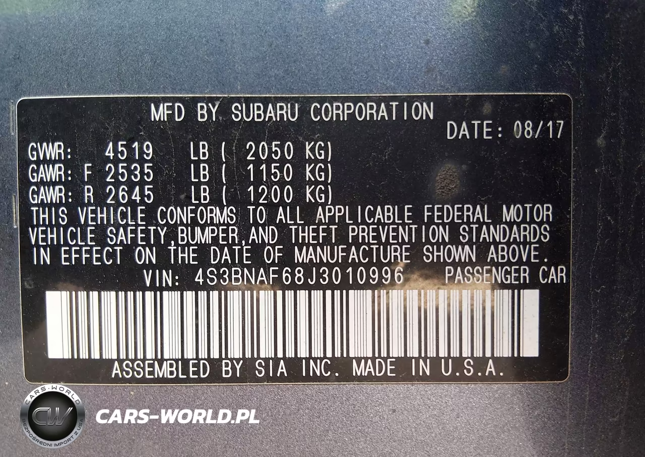 2018 Subaru Legacy 2.5I Premium VIN:4S3BNAF68J3010996 - 9
