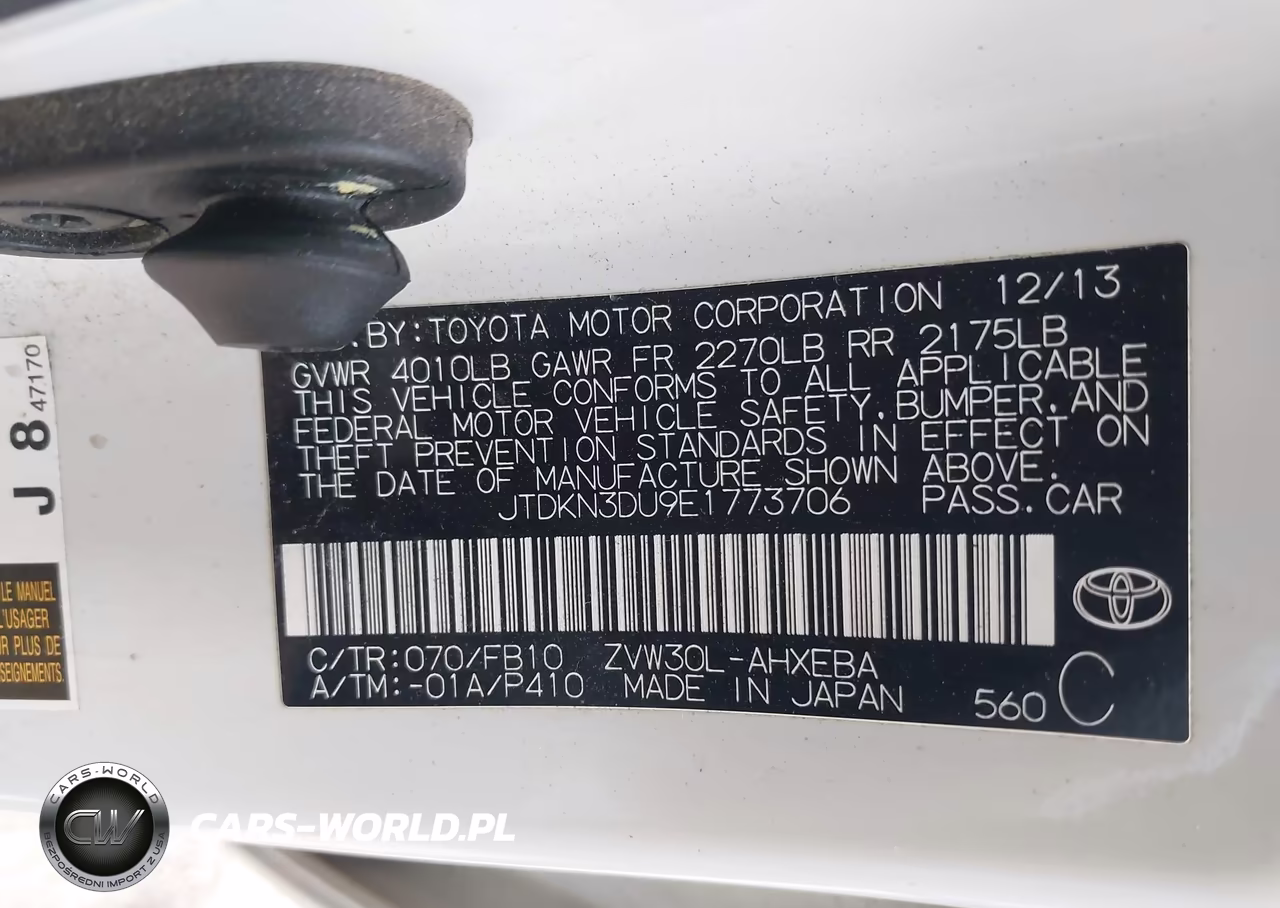 2014 Toyota Prius Two VIN:JTDKN3DU9E1773706 - 9