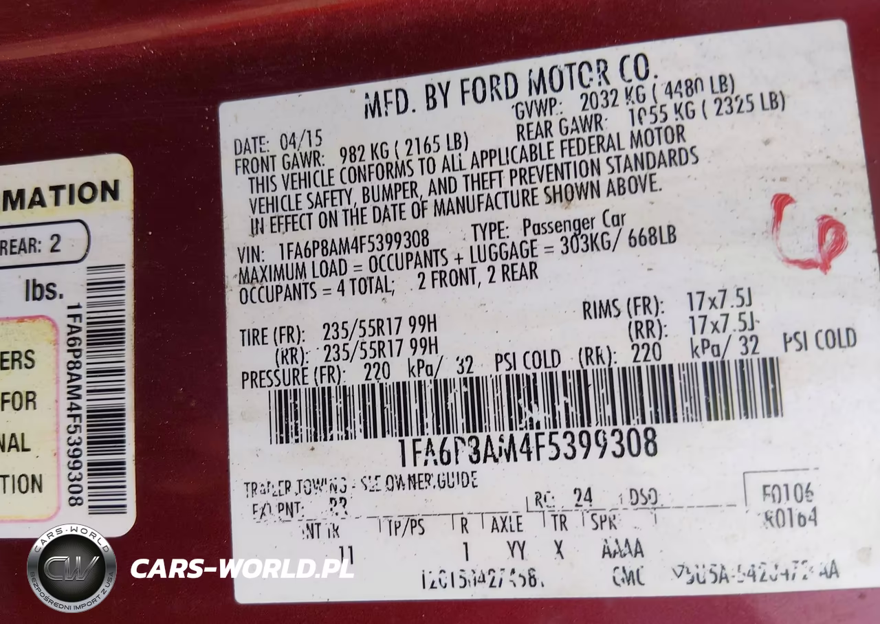 2015 Ford Mustang V6 VIN:1FA6P8AM4F5399308 - 9