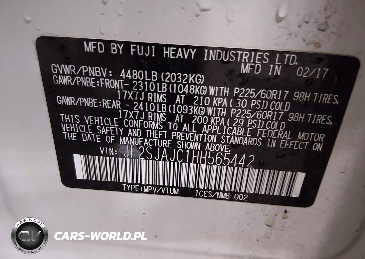 2017 Subaru Forester 2.5I Limited VIN:JF2SJAJC1HH565442 - 9