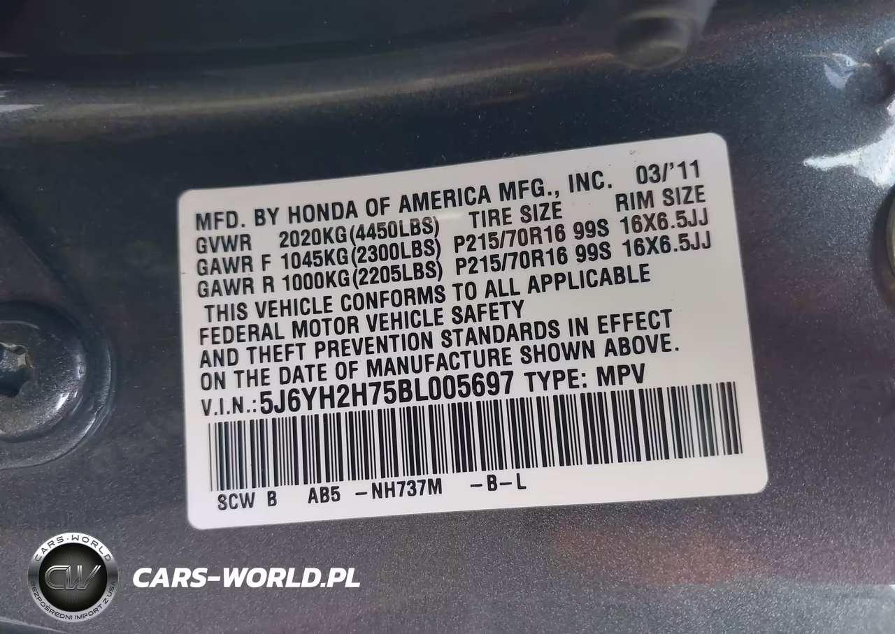 2011 Honda Element Ex VIN:5J6YH2H75BL005697 - 9