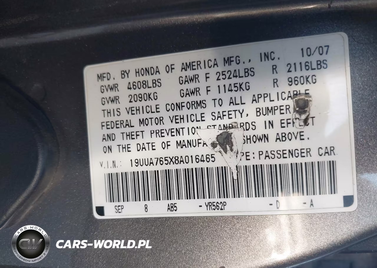 2008 Acura Tl Type S VIN:19UUA765X8A016465 - 9