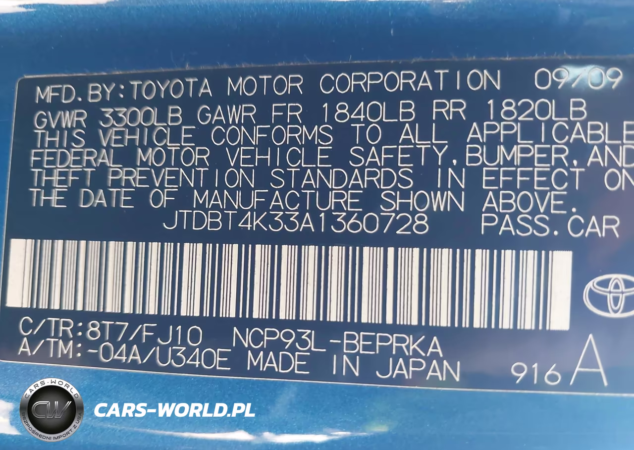 2010 Toyota Yaris VIN:JTDBT4K33A1360728 - 9