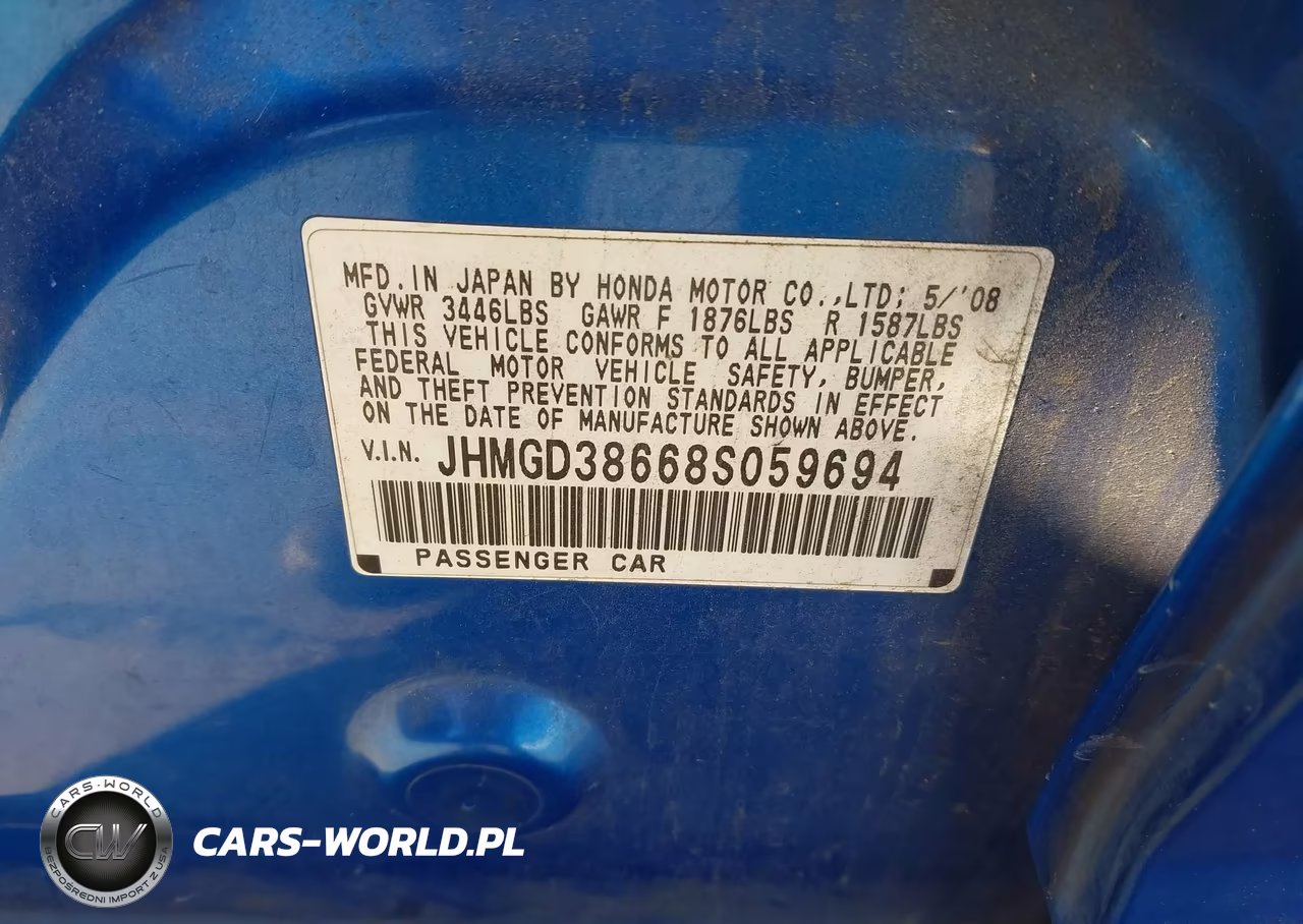 2008 Honda Fit Sport VIN:JHMGD38668S059694 - 9