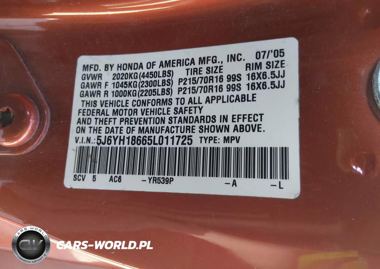 2005 Honda Element Ex VIN:5J6YH18665L011725 - 9