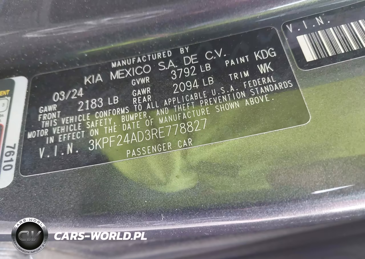 2024 Kia Forte Lxs VIN:3KPF24AD3RE778827 - 9