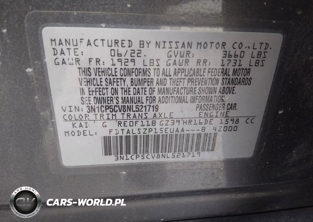 2022 Nissan Kicks Sv Xtronic Cvt VIN:3N1CP5CV8NL521719 - 9