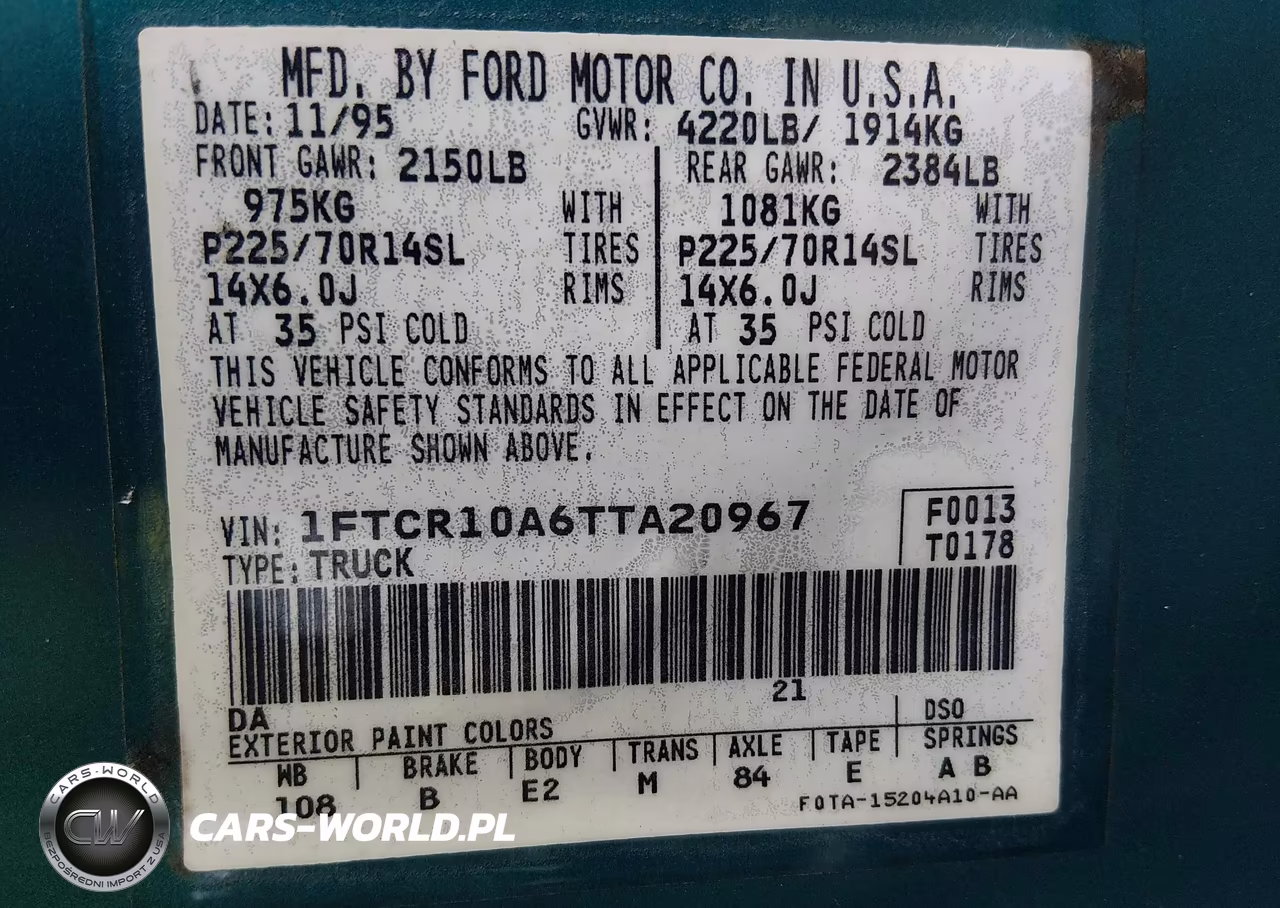 1996 Ford Ranger VIN:1FTCR10A6TTA20967 - 9