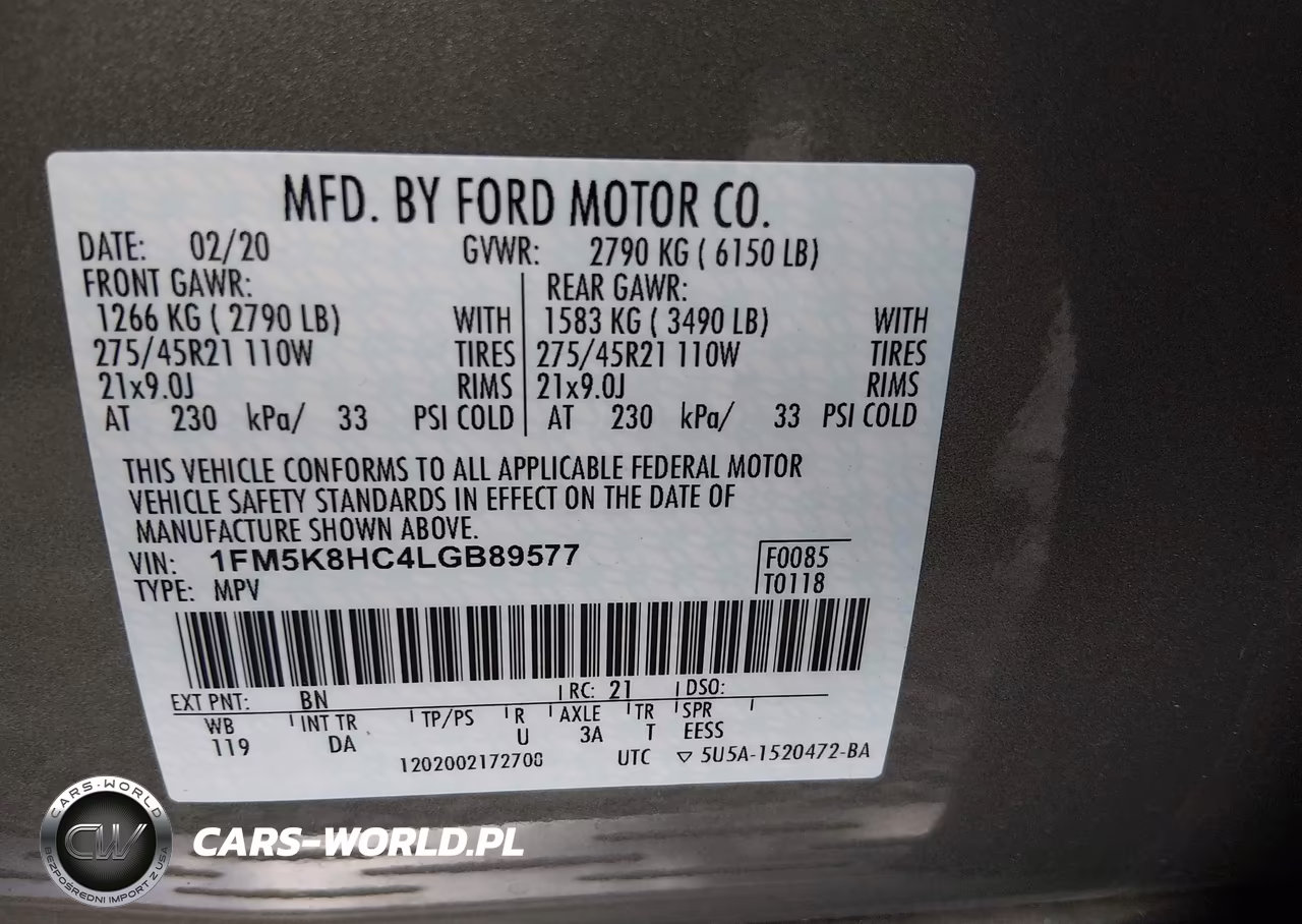 2020 Ford Explorer Platinum VIN:1FM5K8HC4LGB89577 - 9