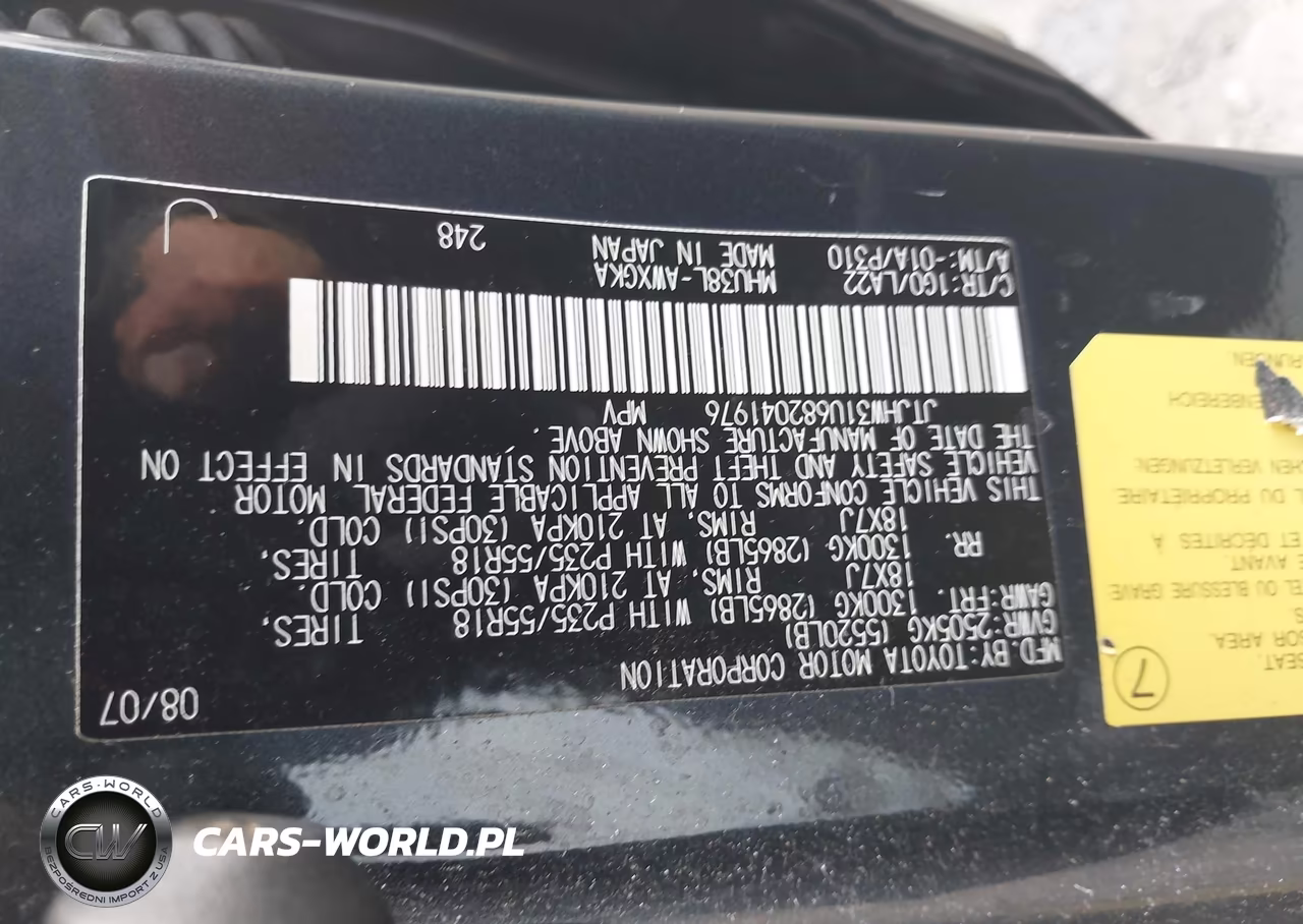 2008 Lexus Rx 400H VIN:JTJHW31U682041976 - 9
