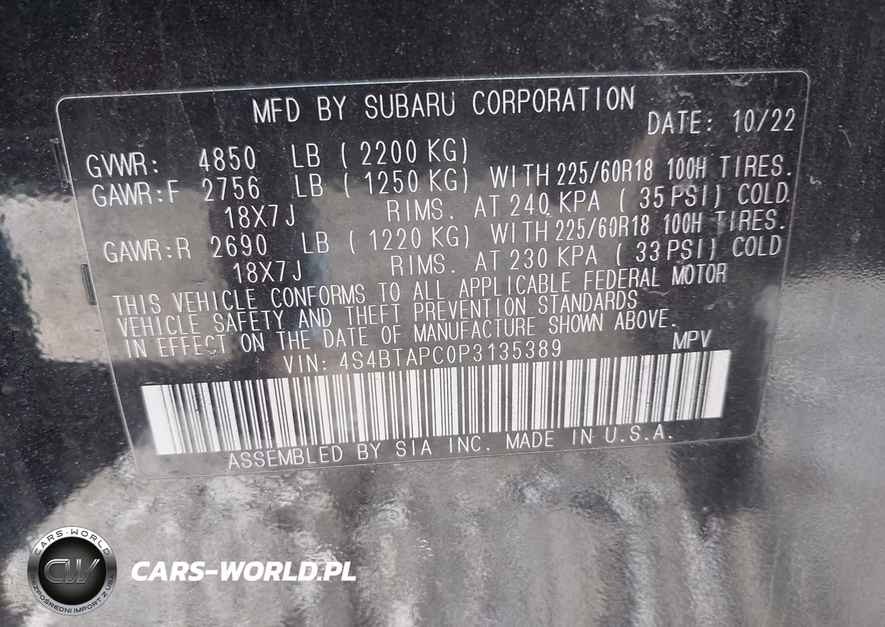 2023 Subaru Outback Touring VIN:4S4BTAPC0P3135389 - 9