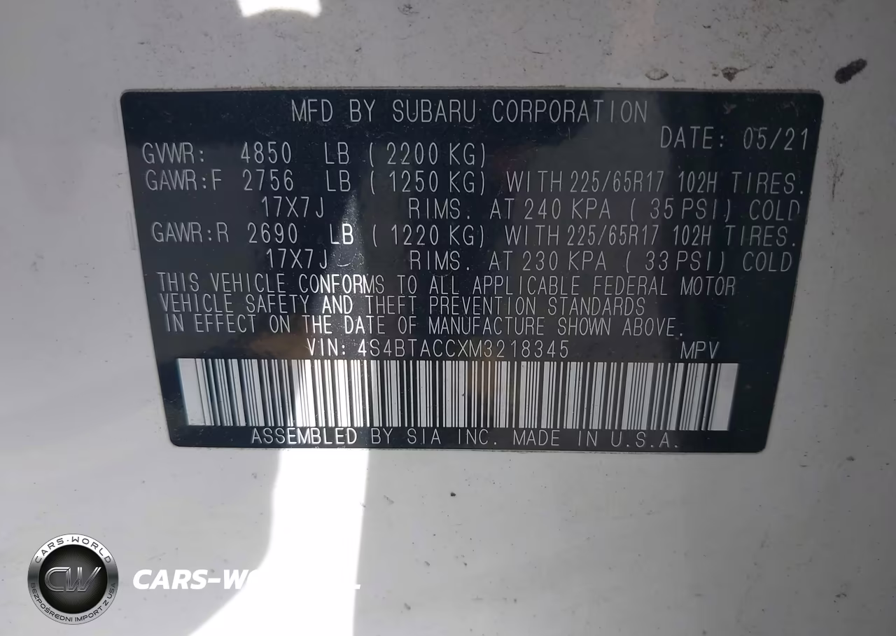 2021 Subaru Outback Premium VIN:4S4BTACCXM3218345 - 9