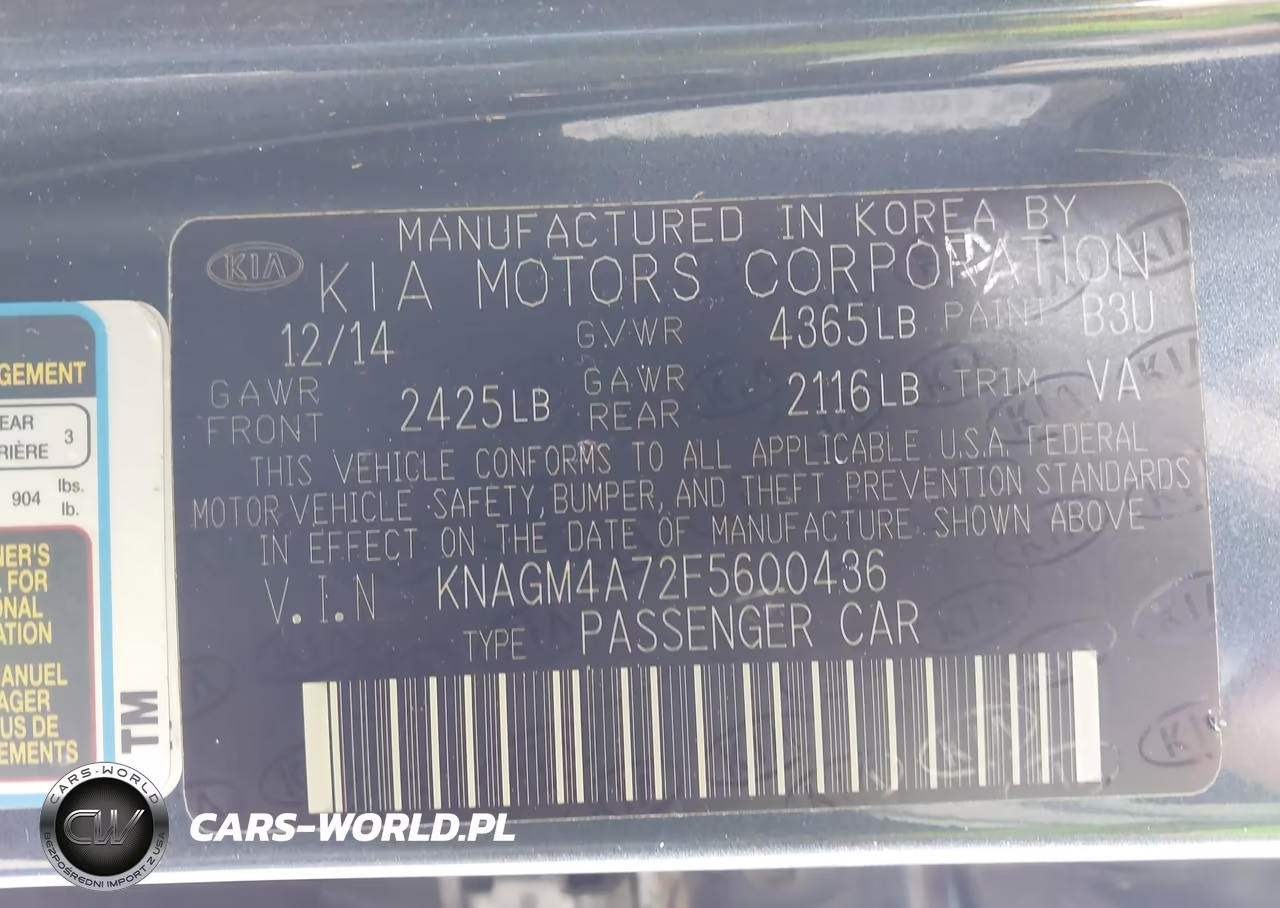 2015 Kia Optima Lx VIN:KNAGM4A72F5600436 - 9