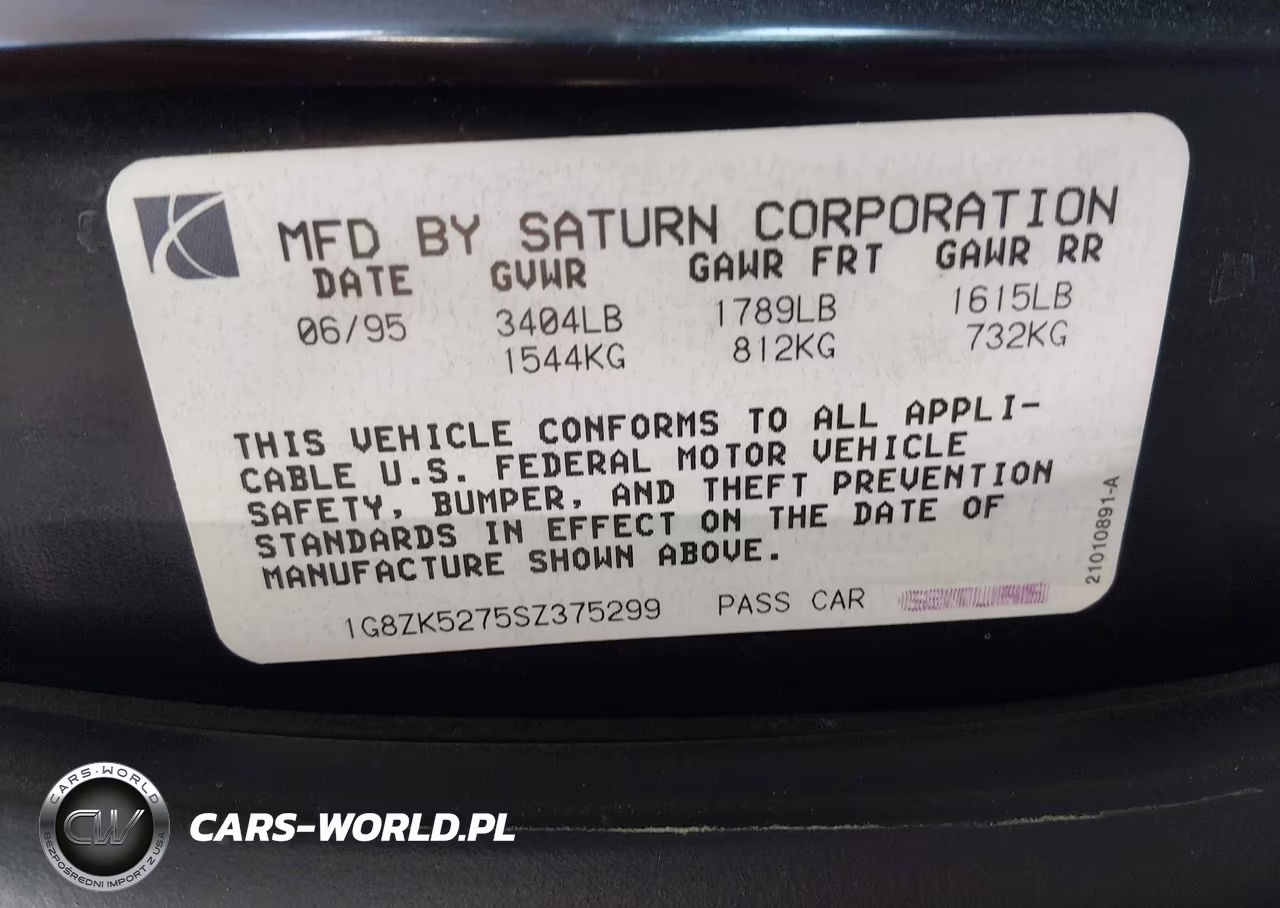1995 Saturn Sl2 VIN:1G8ZK5275SZ375299 - 9