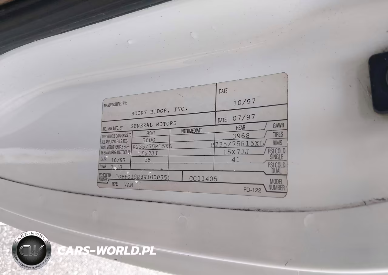 1998 Chevrolet Chevy Yf7 VIN:1GBFG15R3W1000651 - 9