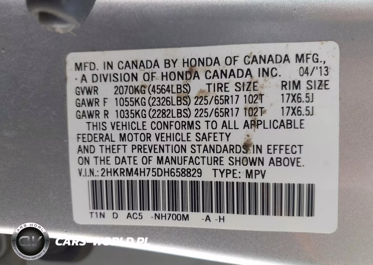 2013 Honda Cr-V Ex-L VIN:2HKRM4H75DH658829 - 9