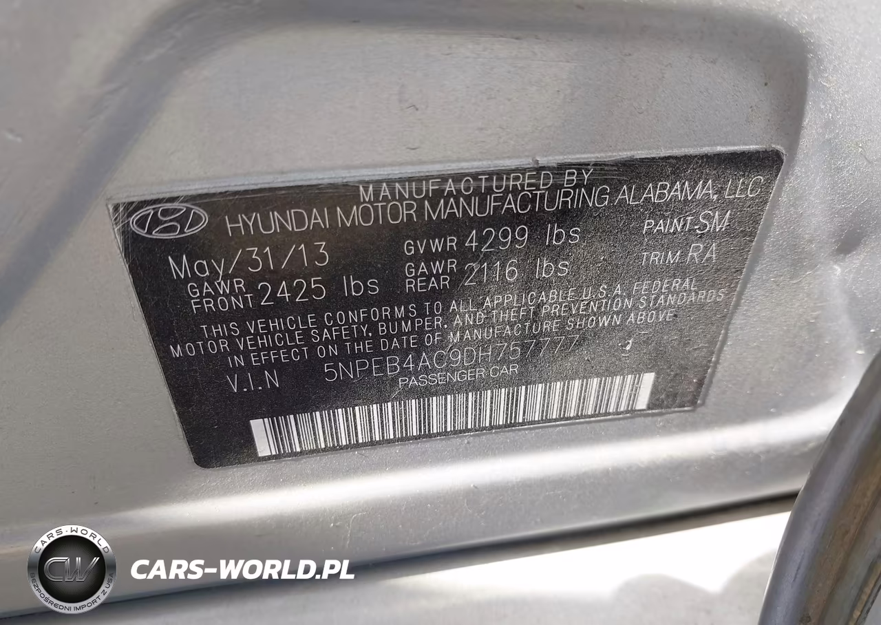 2013 Hyundai Sonata Gls VIN:5NPEB4AC9DH757777 - 9