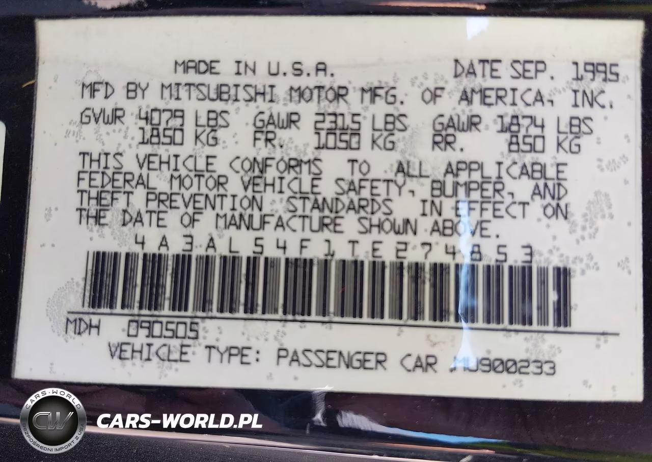 1996 Mitsubishi Eclipse Gsx VIN:4A3AL54F1TE274853 - 9