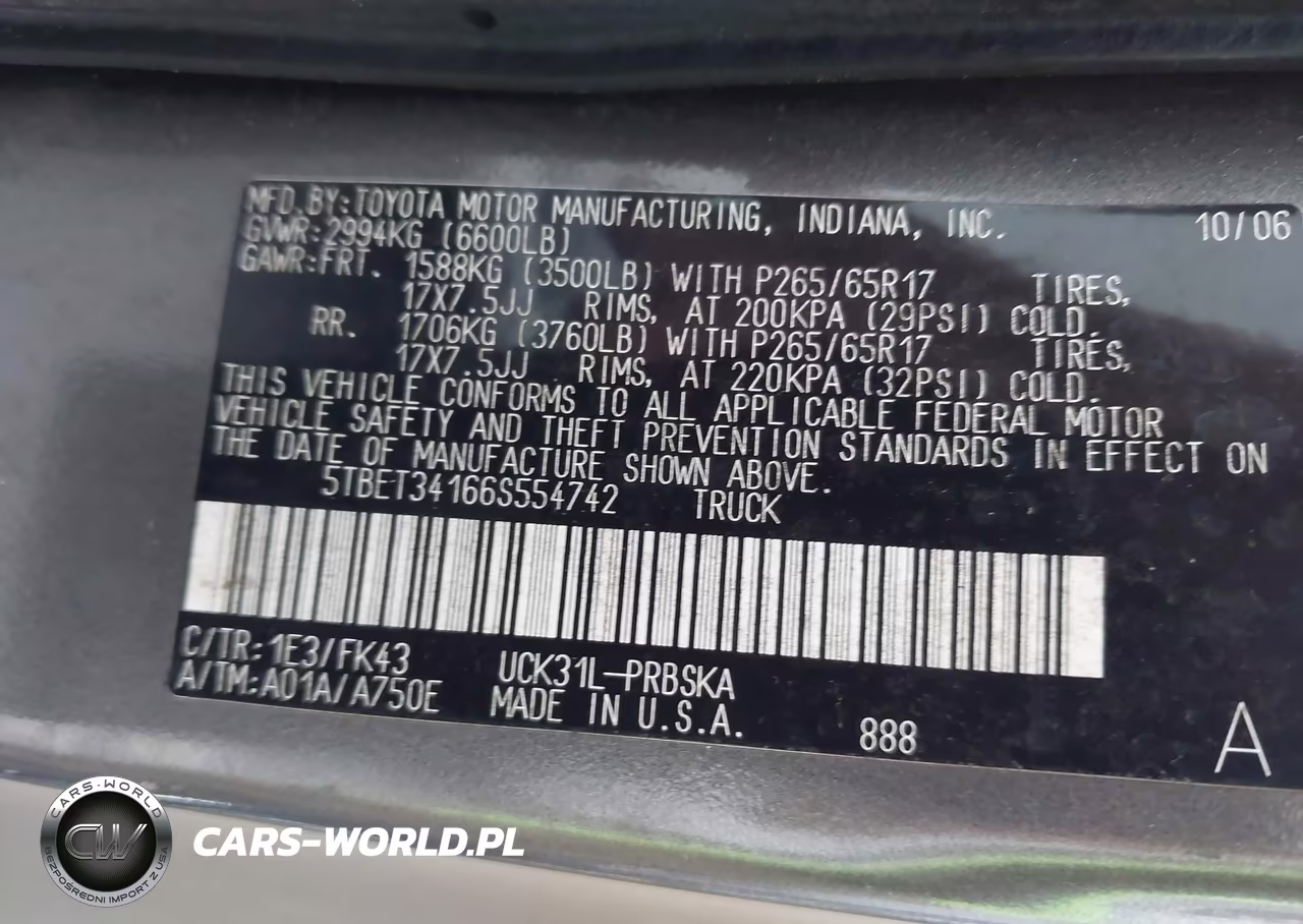2006 Toyota Tundra Sr5 V8 VIN:5TBET34166S554742 - 9