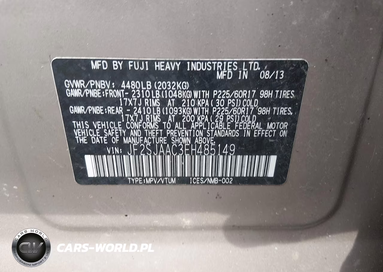 2014 Subaru Forester 2.5I VIN:JF2SJAAC3EH485149 - 9