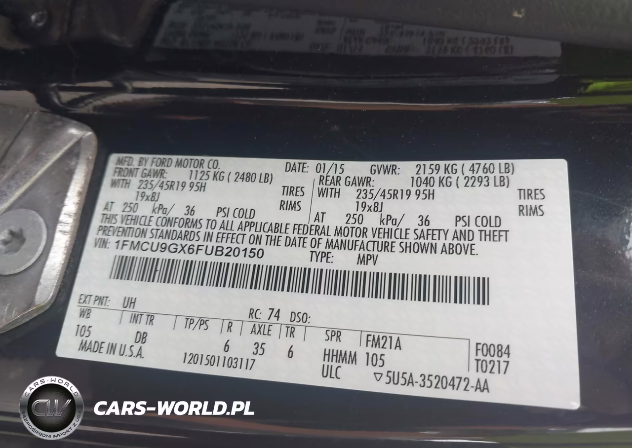 2015 Ford Escape Se VIN:1FMCU9GX6FUB20150 - 9