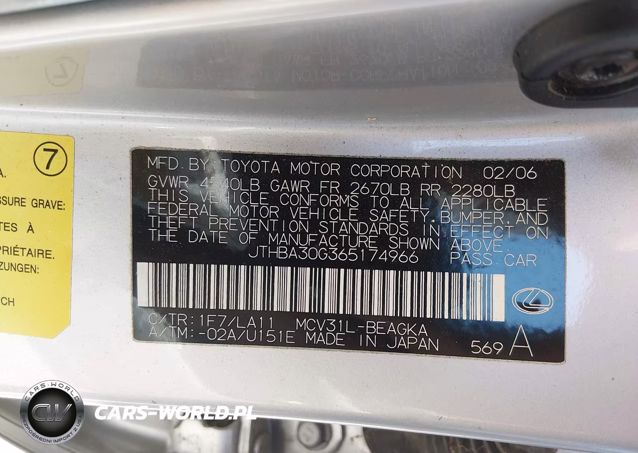 2006 Lexus Es 330 VIN:JTHBA30G365174966 - 12