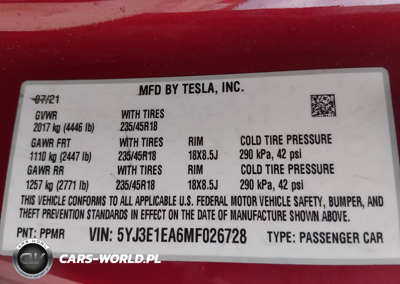 2021 Tesla Model 3 Standard Range Plus Rear-Wheel Drive VIN:5YJ3E1EA6MF026728 - 9
