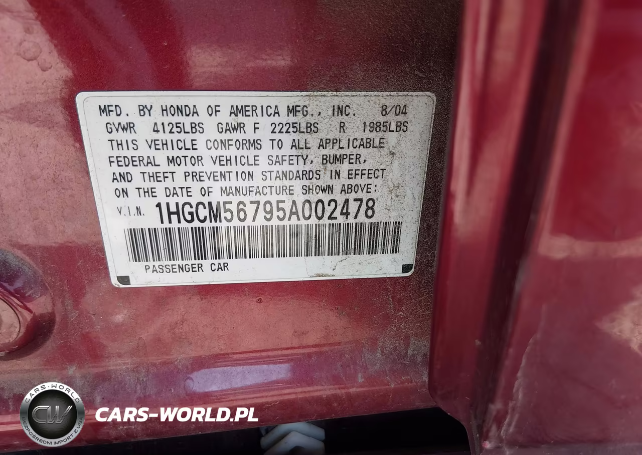 2005 Honda Accord 2.4 Ex VIN:1HGCM56795A002478 - 17